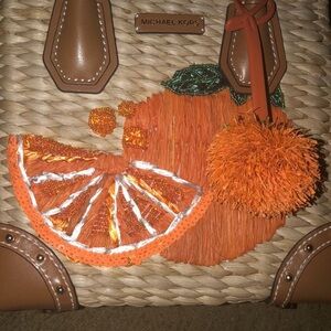 Michael Kors Tan and Orange Woven Tote